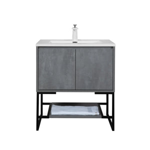 Allen 30'' Freestanding Single Vanity with Solid Surface Basin, Cement Grey TONA Bathroom Furniture