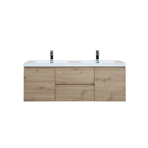 Angela 60'' Floating Double Vanity in Andean Oak Texture with White Countertop TONA Bathroom Furniture