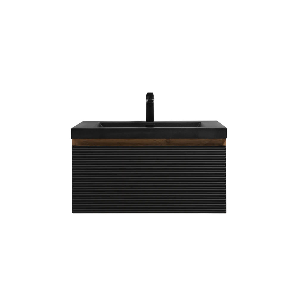Crius 30'' Black Floating Single Vanity with Black Quartz Countertop TONA Bathroom Furniture