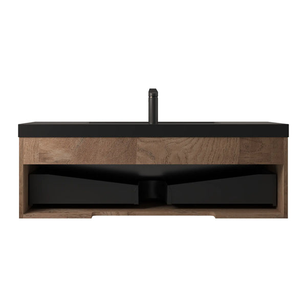 Crius 48'' Black Floating Single Vanity with Black Quartz Countertop TONA Bathroom Furniture
