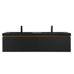 Crius 60'' Black Floating Double Vanity with Black Quartz Countertop TONA Bathroom Furniture