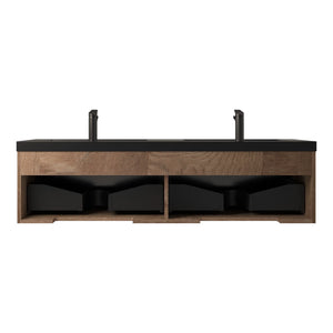 Crius 60'' Black Floating Double Vanity with Black Quartz Countertop TONA Bathroom Furniture