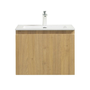 Liner 24'' Floating Single Vanity with White Cultured Marble Top TONA Bathroom Furniture