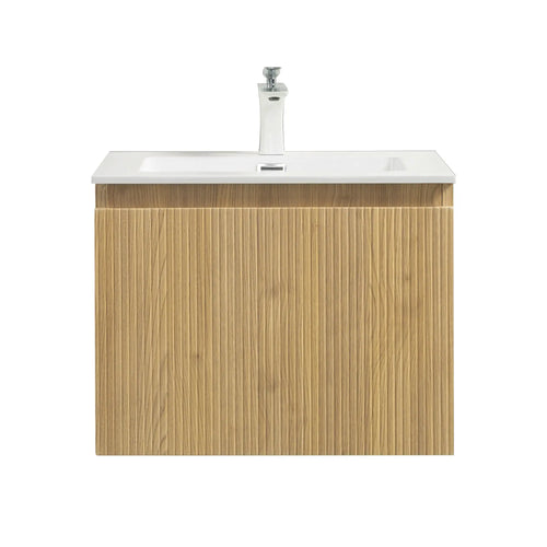 Liner 24'' Floating Single Vanity with White Cultured Marble Top TONA Bathroom Furniture