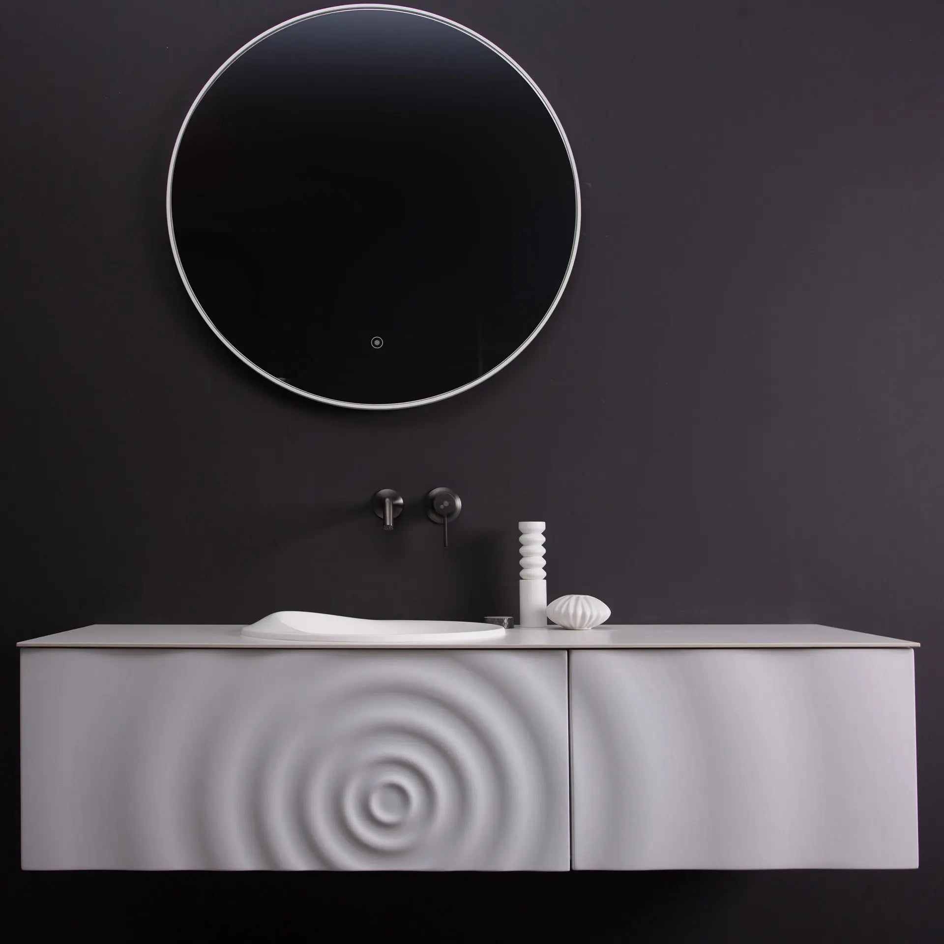 TONA Wave wallmounted bathroom vanity features a unique ripplelike d TONA Bathroom Furniture