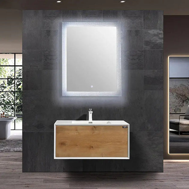 TONA Furla WallMounted Single Bathroom Vanity Faux Marble Top&Sink
