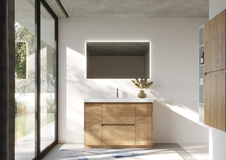 TONA ANGELA-T ONE-PIECE FREE STANDING VANITY DOUBLE SINK WITH WHITE COUNTERTOP (48''-72'')