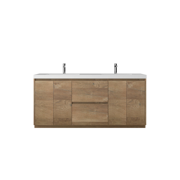 TONA ANGELA-T ONE-PIECE FREE STANDING VANITY DOUBLE SINK WITH WHITE COUNTERTOP (48''-72'')