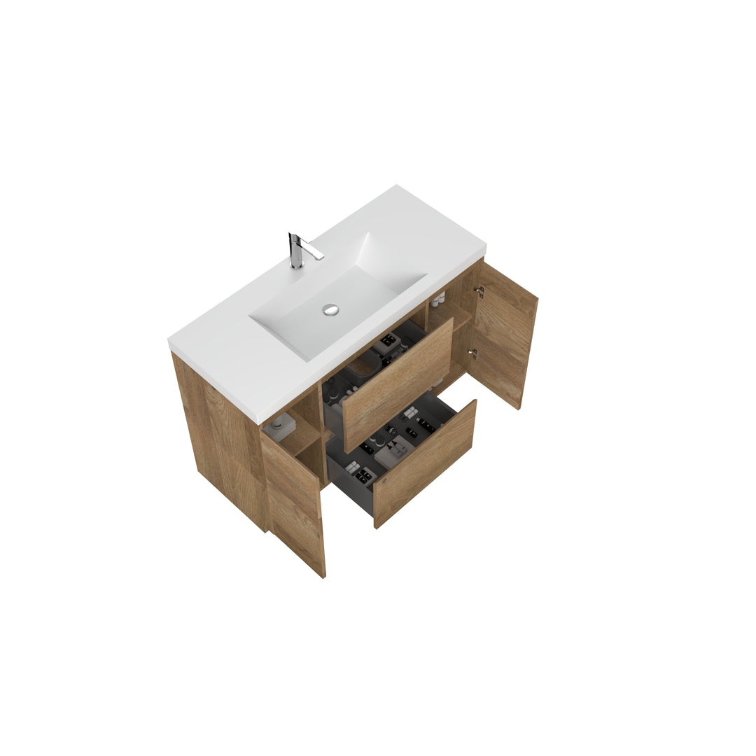 TONA ANGELA-T ONE-PIECE FREE STANDING VANITY DOUBLE SINK WITH WHITE COUNTERTOP (48''-72'')