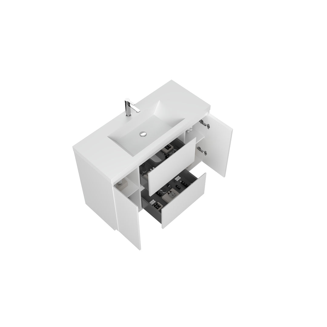 TONA ANGELA-T ONE-PIECE FREE STANDING VANITY DOUBLE SINK WITH WHITE COUNTERTOP (48''-72'')