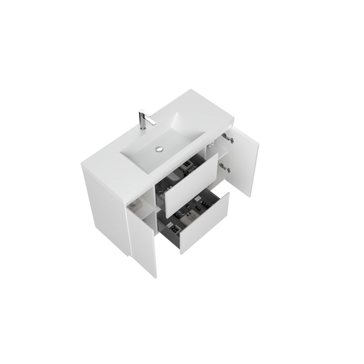 TONA ANGELA-T ONE-PIECE FREE STANDING VANITY DOUBLE SINK WITH WHITE COUNTERTOP (48''-72'')