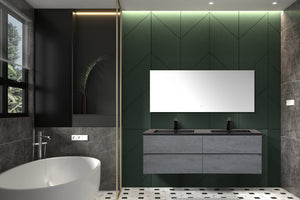 TONA Edi Floating Vanity with Black Quartz Single Sink Countertop (24"-60") TONA Bathroom Furniture