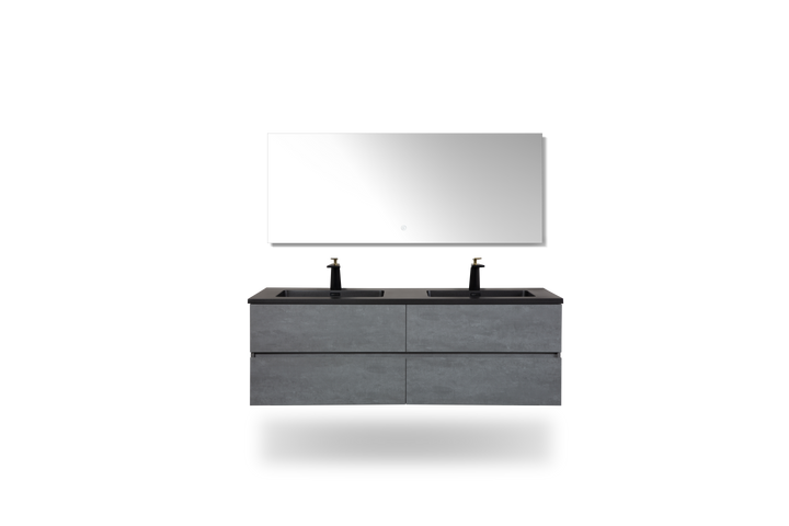 TONA EDI Floating Vanity with Black Quartz single sink Countertop (24"-60")