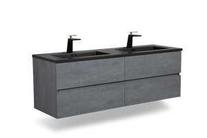 TONA Edi Floating Vanity with Black Quartz Single Sink Countertop (24"-60") TONA Bathroom Furniture