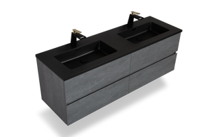 TONA Edi Floating Vanity with Black Quartz Single Sink Countertop (24"-60") TONA Bathroom Furniture