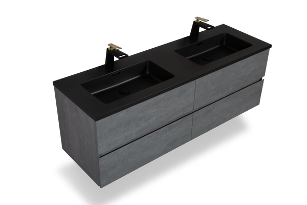 TONA Edi Floating Vanity with Black Quartz Single Sink Countertop (24"-60") TONA Bathroom Furniture