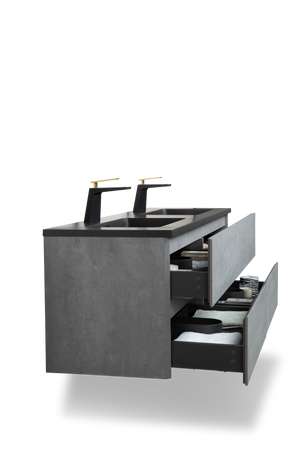 TONA Edi Floating Vanity with Black Quartz Single Sink Countertop (24"-60") TONA Bathroom Furniture