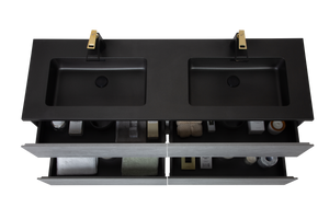 TONA Edi Floating Vanity with Black Quartz Single Sink Countertop (24"-60") TONA Bathroom Furniture