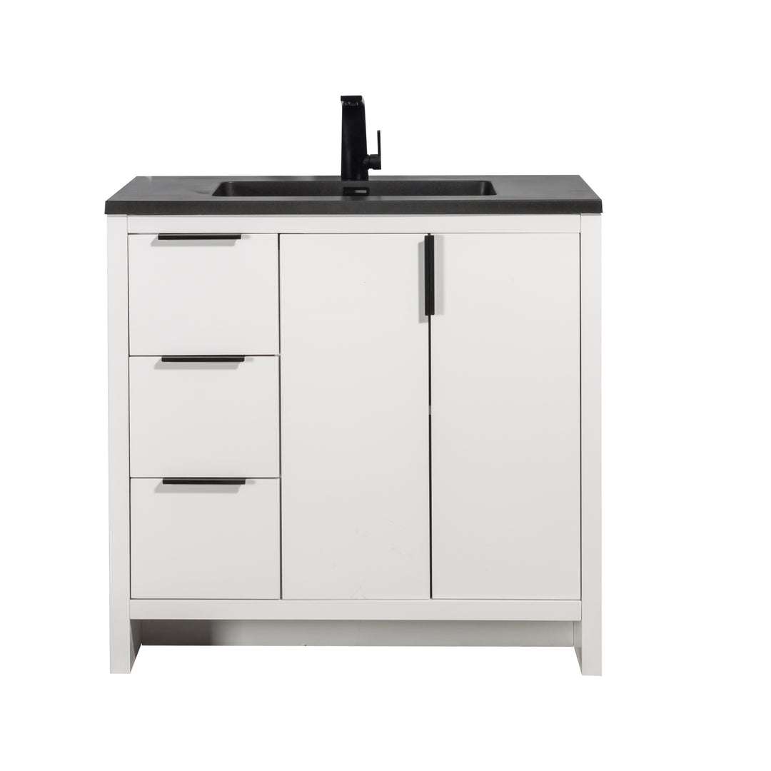 EVANA FREE STANDING VANITY WITH BLACK/WHITE COUNTERTOP (24''-60'')