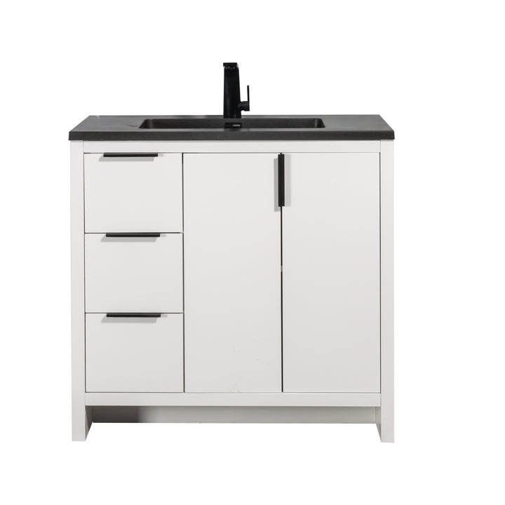 EVANA FREE STANDING VANITY WITH BLACK/WHITE COUNTERTOP (24''-60'')