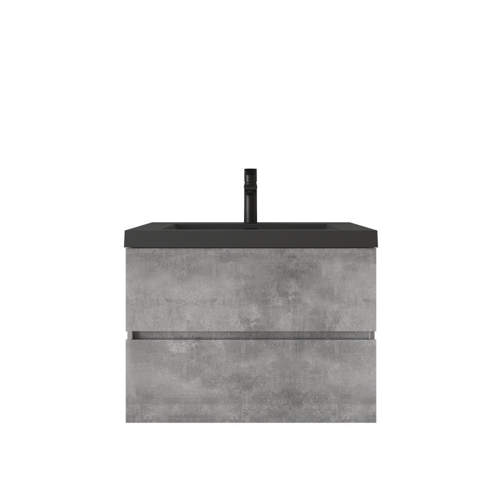 Edi 30'' Ash Grey Single Sink Floating Bathroom Vanity with Black Quartz  Countertop TONA Bathroom Furniture