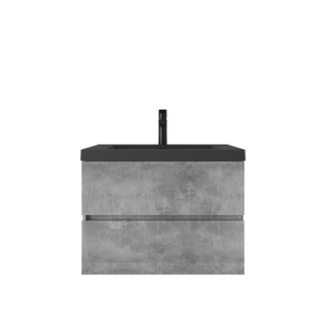 Edi 30'' Ash Grey Single Sink Floating Bathroom Vanity with Black Quartz  Countertop TONA Bathroom Furniture