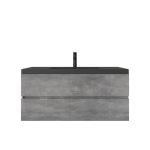 Edi 48'' Cement Grey Single Sink Floating Bathroom Vanity with Black Quartz Countertop TONA Bathroom Furniture