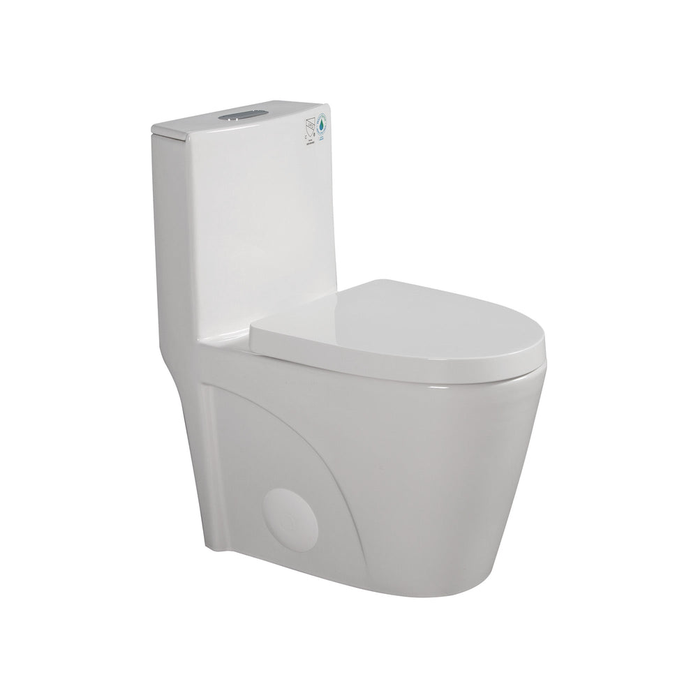 Glossy White One-Piece Ceramic Toilet 1.1/1.6 GPF Dual Flush with Soft Close Seat TONA Bathroom Furniture