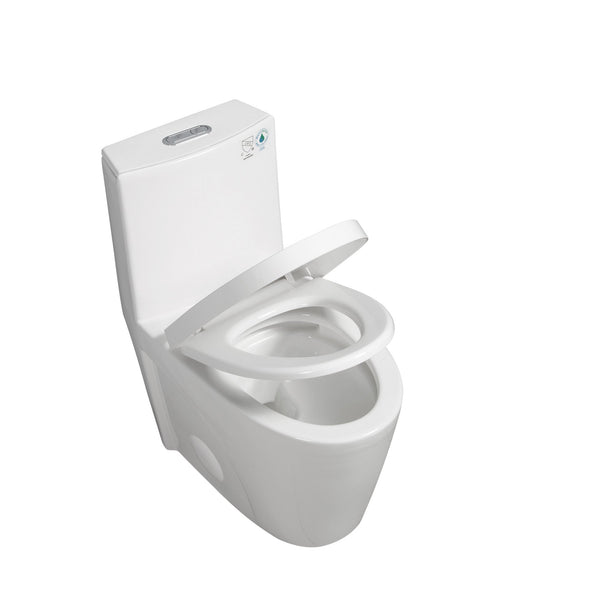 Glossy White One-Piece Ceramic Toilet 1.1/1.6 GPF Dual Flush with Soft Close Seat TONA Bathroom Furniture