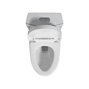 Glossy White One-Piece Ceramic Toilet 1.1/1.6 GPF Dual Flush with Soft Close Seat TONA Bathroom Furniture