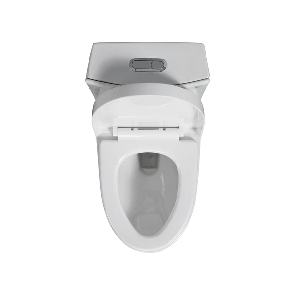 Glossy White One-Piece Ceramic Toilet 1.1/1.6 GPF Dual Flush with Soft Close Seat TONA Bathroom Furniture