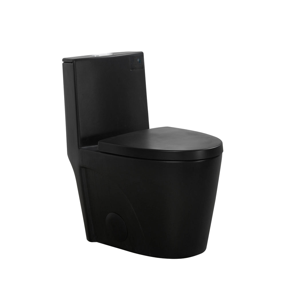 Matte Black One-Piece Ceramic Toilet 1.1/1.6 GPF Dual Flush with Soft Close Seat TONA Bathroom Furniture