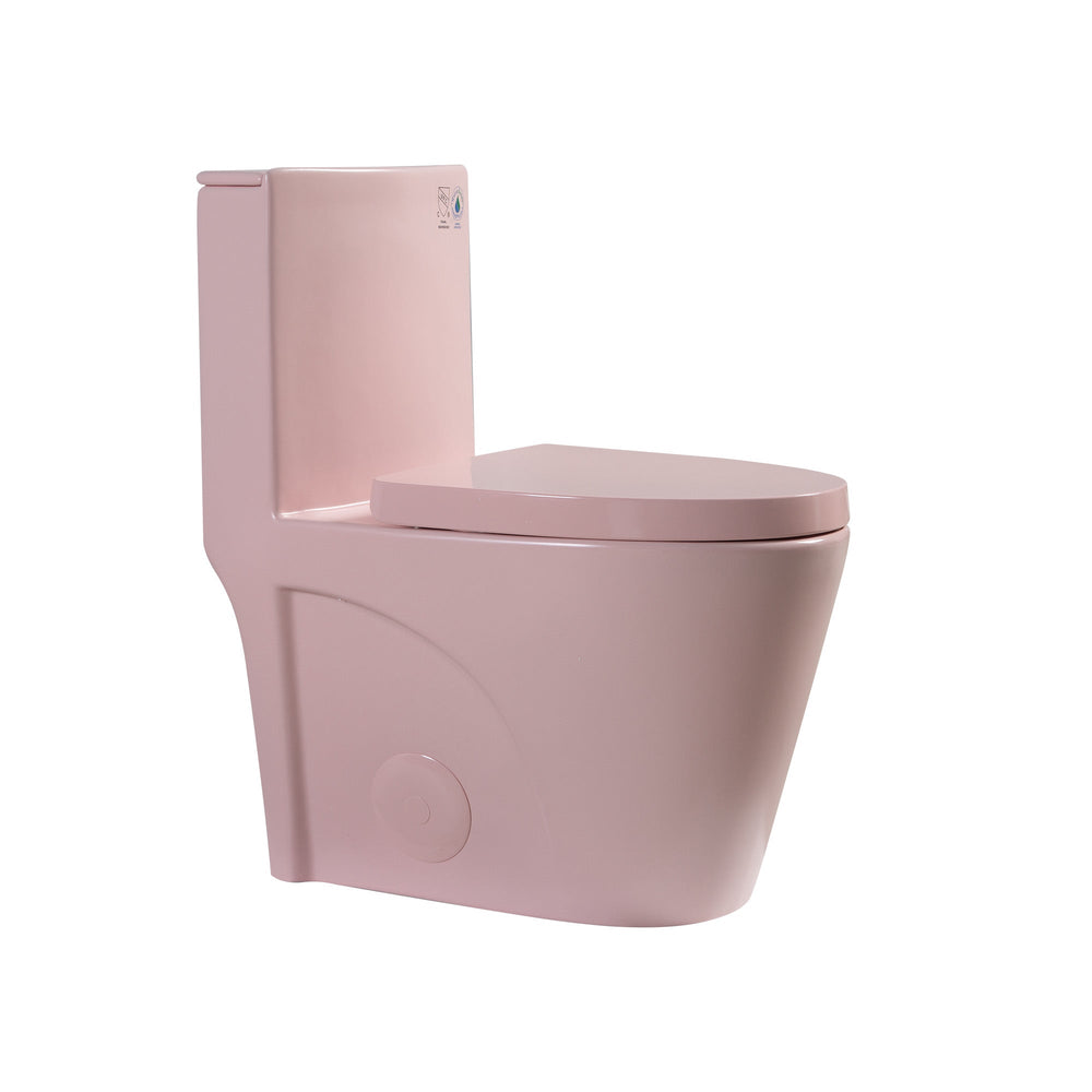 Pink One-Piece Ceramic Toilet 1.1/1.6 GPF Dual Flush with Soft Close Seat TONA Bathroom Furniture