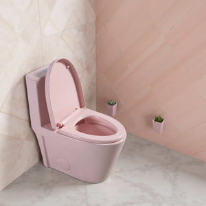 Pink One-Piece Ceramic Toilet 1.1/1.6 GPF Dual Flush with Soft Close Seat TONA Bathroom Furniture