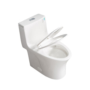 Glossy White Siphonic 1.6 GPF Dual Flush Ceramic One-Piece Toilet with Soft Close Seat TONA Bathroom Furniture