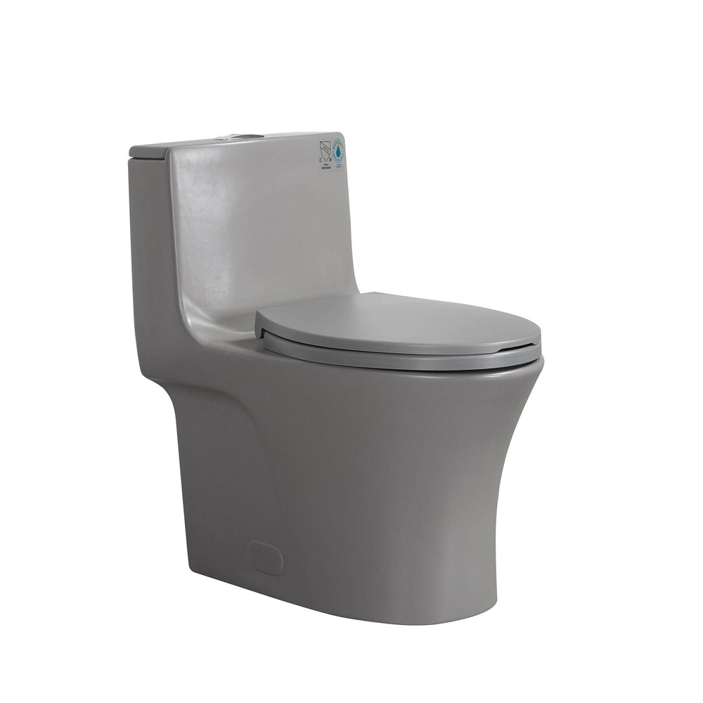 Light Grey Siphonic 1.6 GPF Dual Flush Ceramic One-Piece Toilet with Soft Close Seat TONA Bathroom Furniture