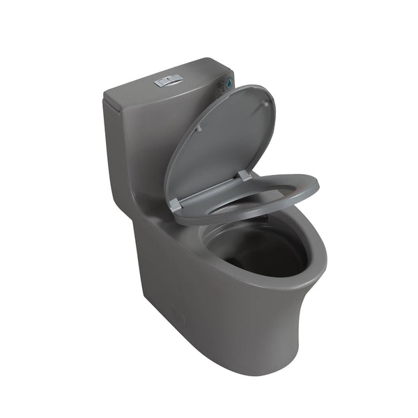 Light Grey Siphonic 1.6 GPF Dual Flush Ceramic One-Piece Toilet with Soft Close Seat TONA Bathroom Furniture