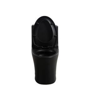 Matte Black Siphonic 1.6 GPF Dual Flush Ceramic One-Piece Toilet with Soft Close Seat TONA Bathroom Furniture