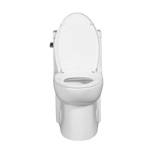 High-Efficiency 1.28 GPF Siphonic One-Piece Toilet Glossy White with Soft-Close Seat TONA Bathroom Furniture