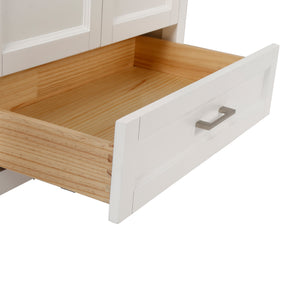 White 30'' Solid Wood Single Sink Bathroom Vanity with Marble Countertop