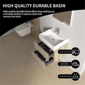 Combo-T 24'' Floating Single Vanity with Gloss white Resin Stone Sink TONA Bathroom Furniture