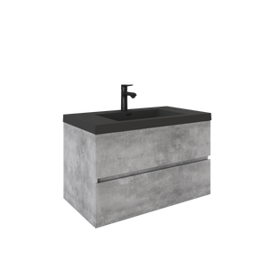 Edi 36'' Cement Grey Single Sink Floating Bathroom Vanity with Black Quartz  Countertop TONA Bathroom Furniture