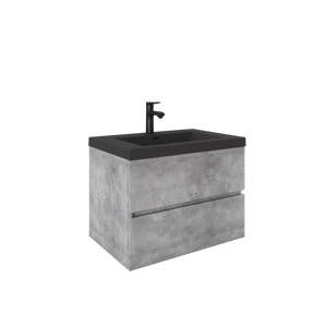Edi 30'' Ash Grey Single Sink Floating Bathroom Vanity with Black Quartz  Countertop TONA Bathroom Furniture