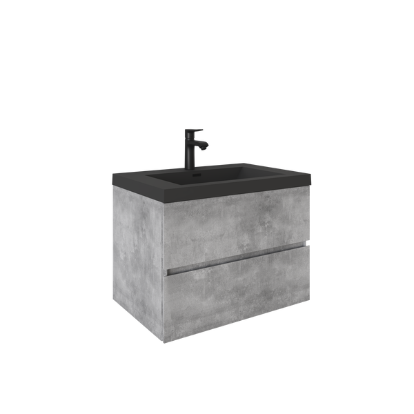 Edi 30'' Ash Grey Single Sink Floating Bathroom Vanity with Black Quartz  Countertop TONA Bathroom Furniture
