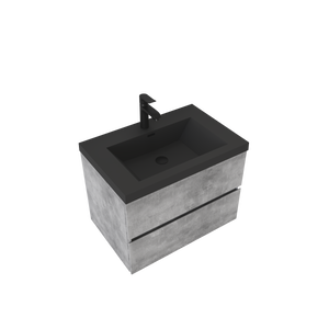 Edi 30'' Ash Grey Single Sink Floating Bathroom Vanity with Black Quartz  Countertop TONA Bathroom Furniture