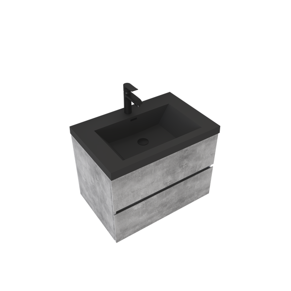 Edi 30'' Ash Grey Single Sink Floating Bathroom Vanity with Black Quartz  Countertop TONA Bathroom Furniture