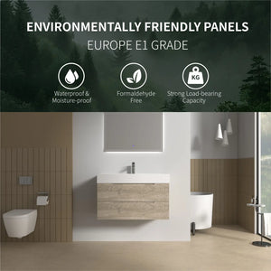 Combo-T 40'' Floating Single Vanity with Gloss white Resin Stone Sink TONA Bathroom Furniture