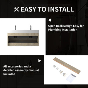 Combo-T 48'' Floating Double Vanity with Gloss white Resin Stone Sink TONA Bathroom Furniture