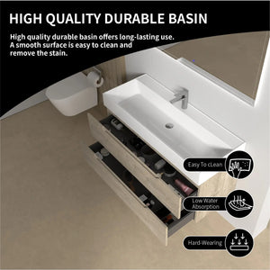 Combo-T 48'' Floating Single Vanity with Gloss white Resin Stone Sink TONA Bathroom Furniture