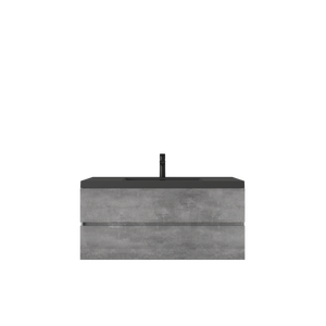 Edi 48'' Cement Grey Single Sink Floating Bathroom Vanity with Black Quartz Countertop TONA Bathroom Furniture